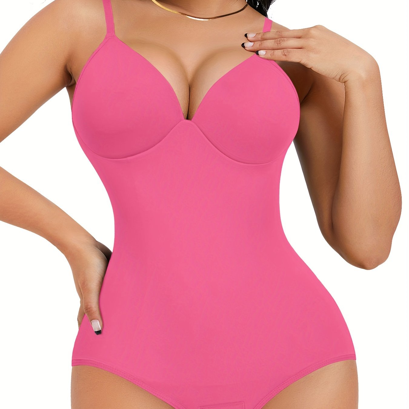 Shapewear Bodysuit Tummy Control Women Slimming Body Shaper Deep V-Neck Body Suits with Built in Bra - Lena & Miles Exquisite Boutique LLC.