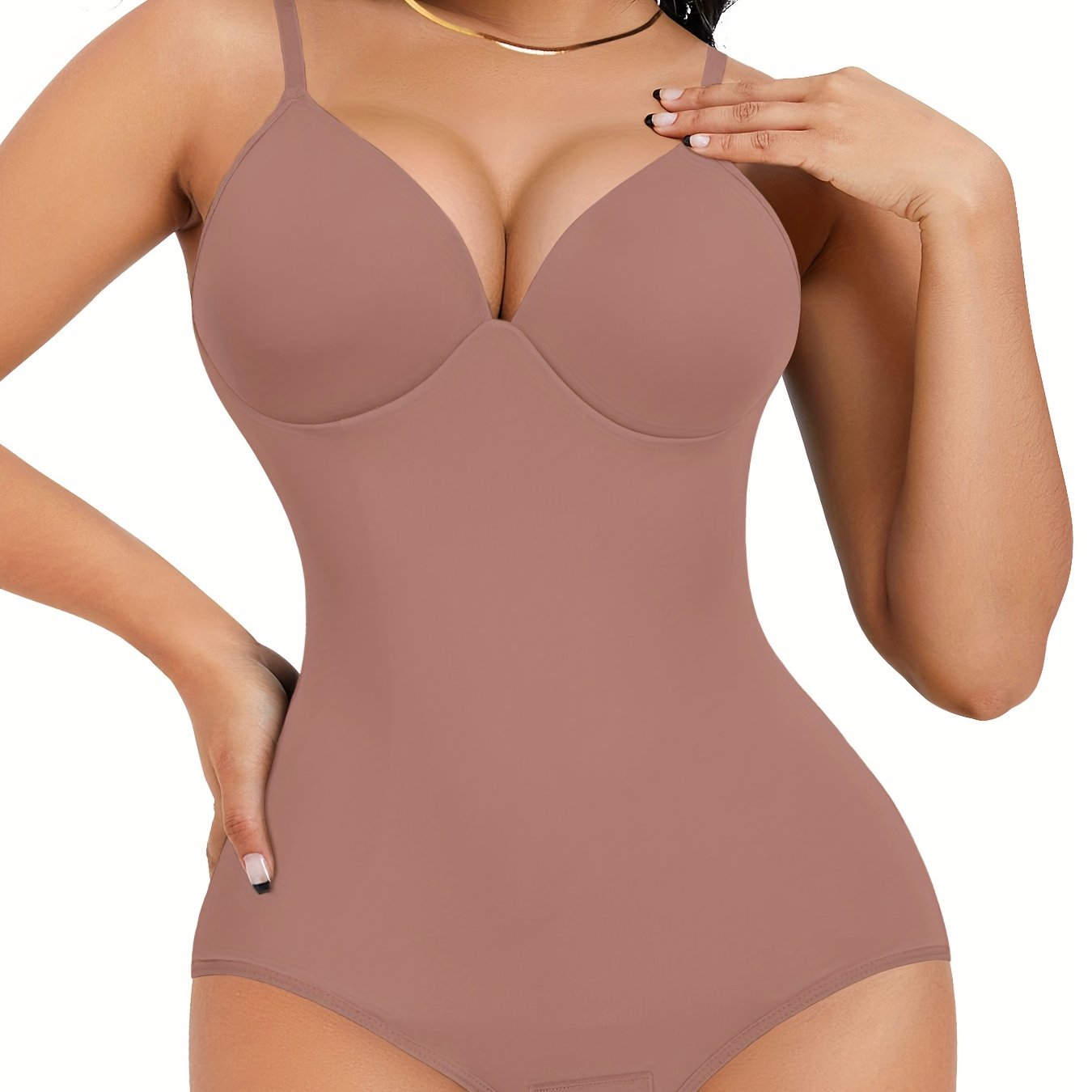 Shapewear Bodysuit Tummy Control Women Slimming Body Shaper Deep V-Neck Body Suits with Built in Bra - Lena & Miles Exquisite Boutique LLC.