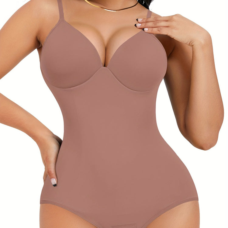 Shapewear Bodysuit Tummy Control Women Slimming Body Shaper Deep V-Neck Body Suits with Built in Bra - Lena & Miles Exquisite Boutique LLC.