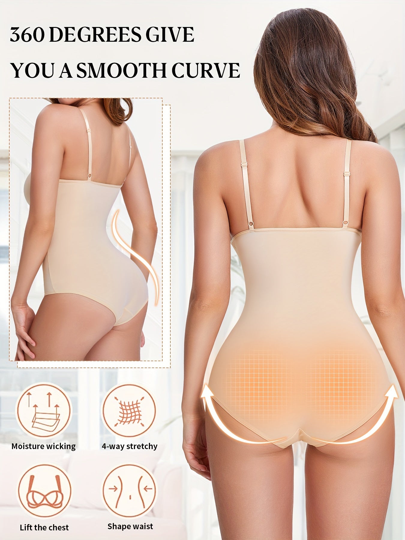 Shapewear Bodysuit Tummy Control Women Slimming Body Shaper Deep V-Neck Body Suits with Built in Bra - Lena & Miles Exquisite Boutique LLC.