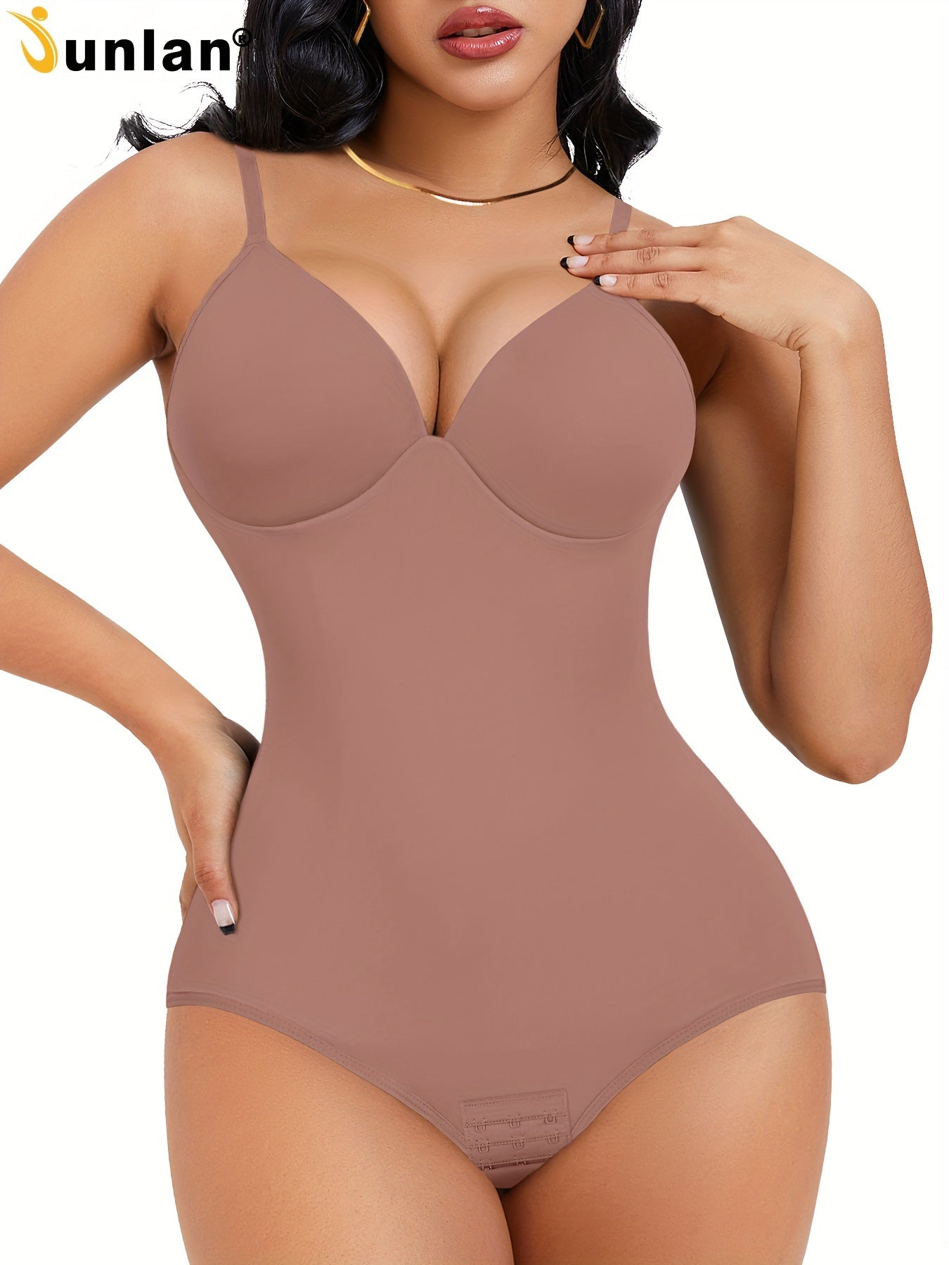 Shapewear Bodysuit Tummy Control Women Slimming Body Shaper Deep V-Neck Body Suits with Built in Bra - Lena & Miles Exquisite Boutique LLC.