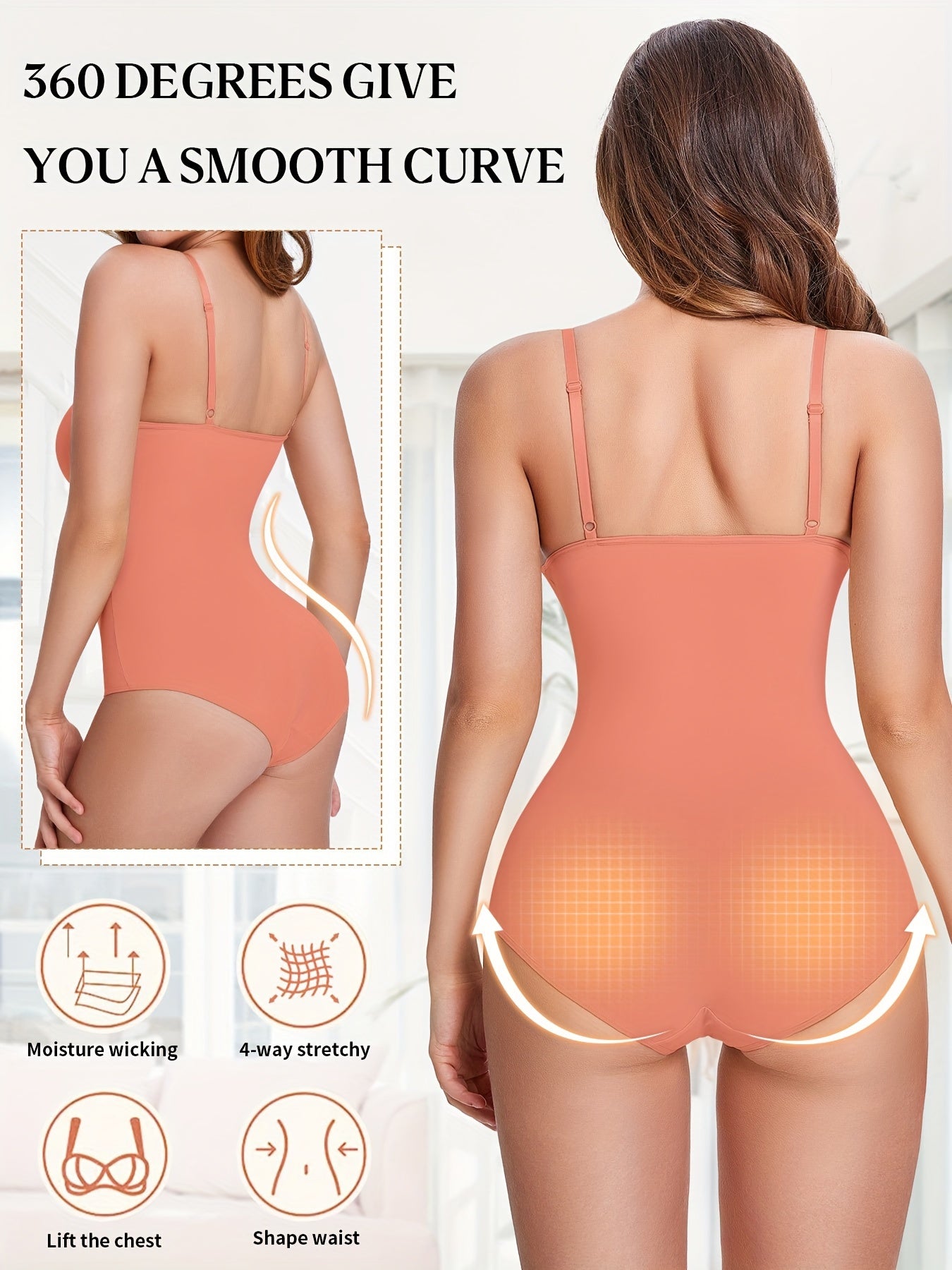 Shapewear Bodysuit Tummy Control Women Slimming Body Shaper Deep V-Neck Body Suits with Built in Bra - Lena & Miles Exquisite Boutique LLC.