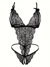 Seductive Floral Lace Teddy Lingerie - Delicate Scallop Trim & Intimate Open Crotch Design - Feminine One-Piece Nightwear for Women - A Sultry Erotic Underwear Choice - Lena & Miles Exquisite Boutique LLC.