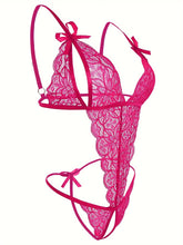 Seductive Floral Lace Teddy Lingerie - Delicate Scallop Trim & Intimate Open Crotch Design - Feminine One-Piece Nightwear for Women - A Sultry Erotic Underwear Choice - Lena & Miles Exquisite Boutique LLC.