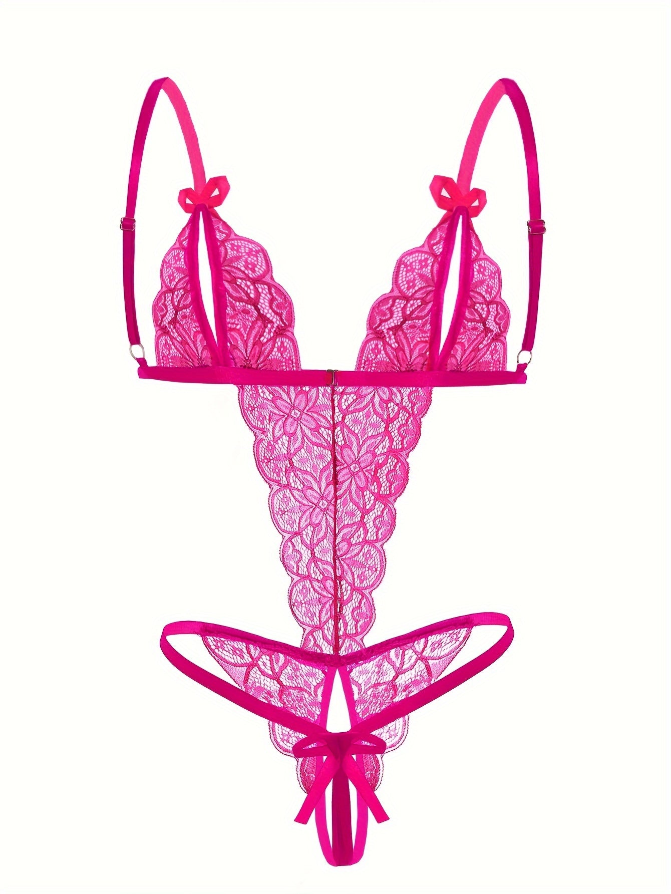 Seductive Floral Lace Teddy Lingerie - Delicate Scallop Trim & Intimate Open Crotch Design - Feminine One-Piece Nightwear for Women - A Sultry Erotic Underwear Choice - Lena & Miles Exquisite Boutique LLC.