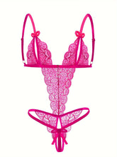 Seductive Floral Lace Teddy Lingerie - Delicate Scallop Trim & Intimate Open Crotch Design - Feminine One-Piece Nightwear for Women - A Sultry Erotic Underwear Choice - Lena & Miles Exquisite Boutique LLC.