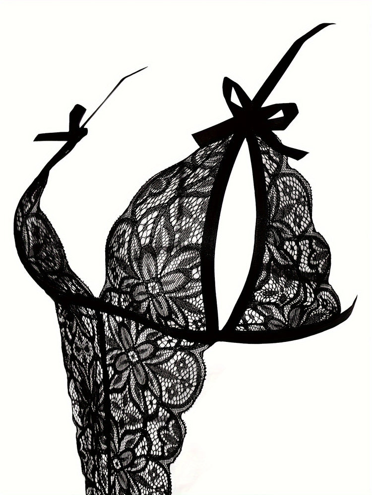 Seductive Floral Lace Teddy Lingerie - Delicate Scallop Trim & Intimate Open Crotch Design - Feminine One-Piece Nightwear for Women - A Sultry Erotic Underwear Choice - Lena & Miles Exquisite Boutique LLC.