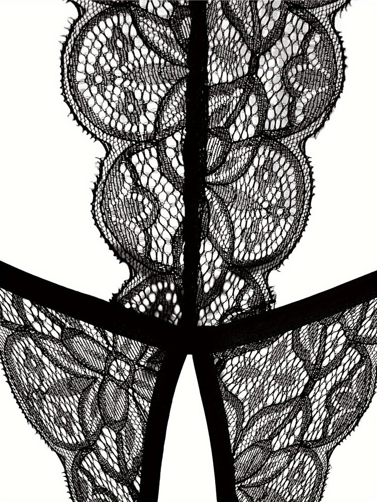 Seductive Floral Lace Teddy Lingerie - Delicate Scallop Trim & Intimate Open Crotch Design - Feminine One-Piece Nightwear for Women - A Sultry Erotic Underwear Choice - Lena & Miles Exquisite Boutique LLC.