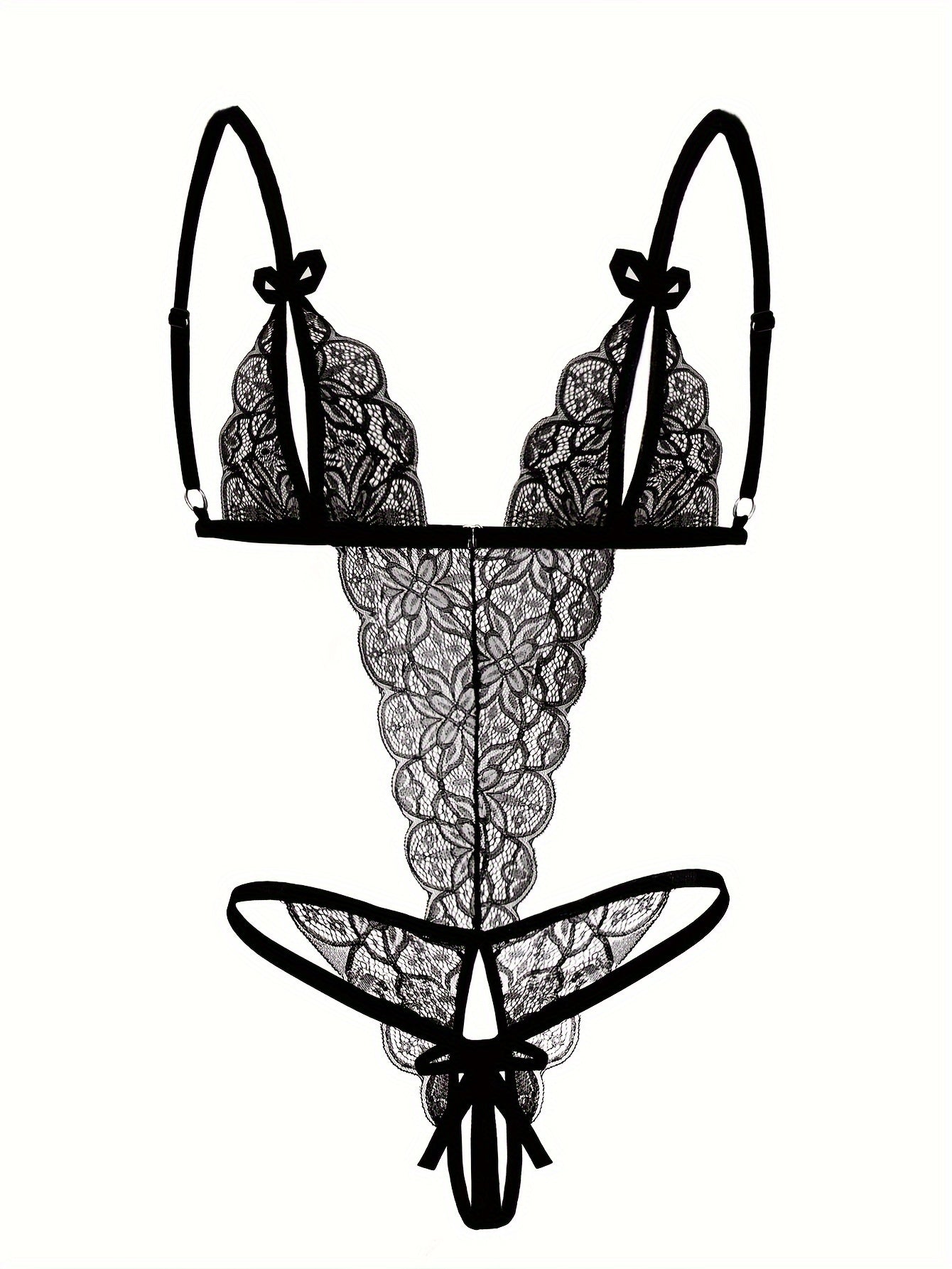 Seductive Floral Lace Teddy Lingerie - Delicate Scallop Trim & Intimate Open Crotch Design - Feminine One-Piece Nightwear for Women - A Sultry Erotic Underwear Choice - Lena & Miles Exquisite Boutique LLC.