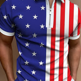 Breathable Regular Fit Stars And Striped Golf Shirt, Men&