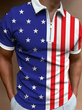 Breathable Regular Fit Stars And Striped Golf Shirt, Men&