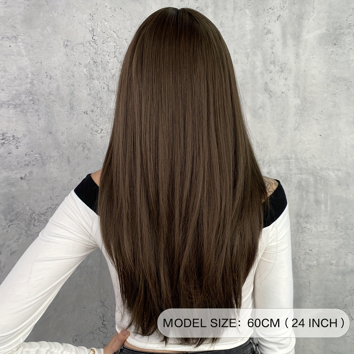 Long Straight Brown Wig For Women Daily Cosplay Use Natural Synthetic Layer Wigs With Bangs Heat Resistant High Quality - Lena & Miles Exquisite Boutique LLC.