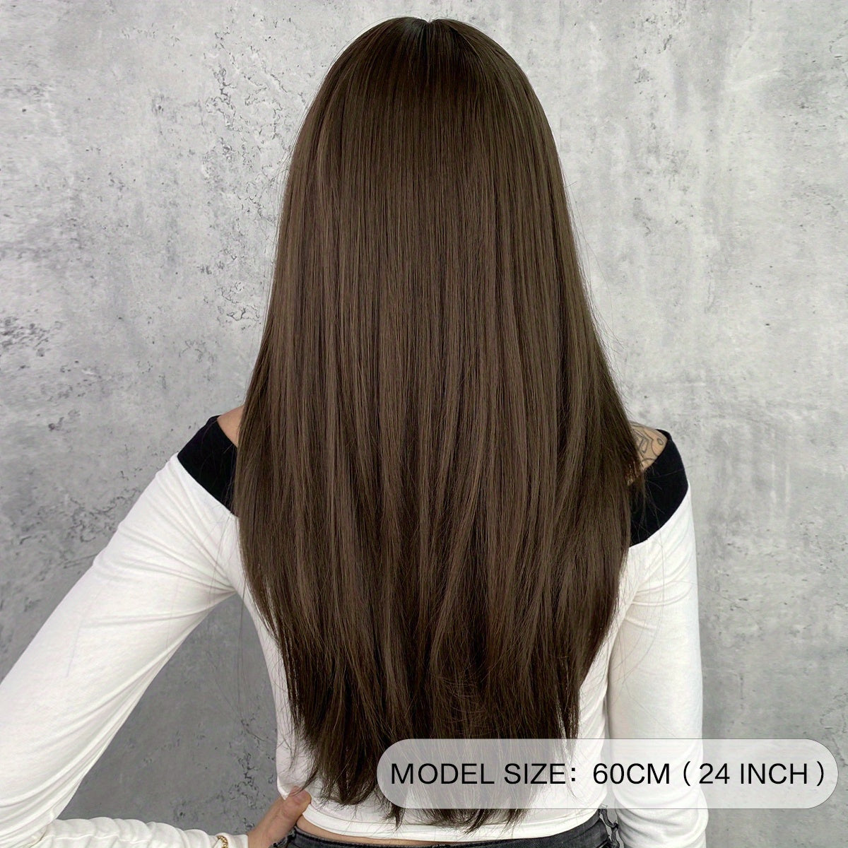 Long Straight Brown Wig For Women Daily Cosplay Use Natural Synthetic Layer Wigs With Bangs Heat Resistant High Quality - Lena & Miles Exquisite Boutique LLC.