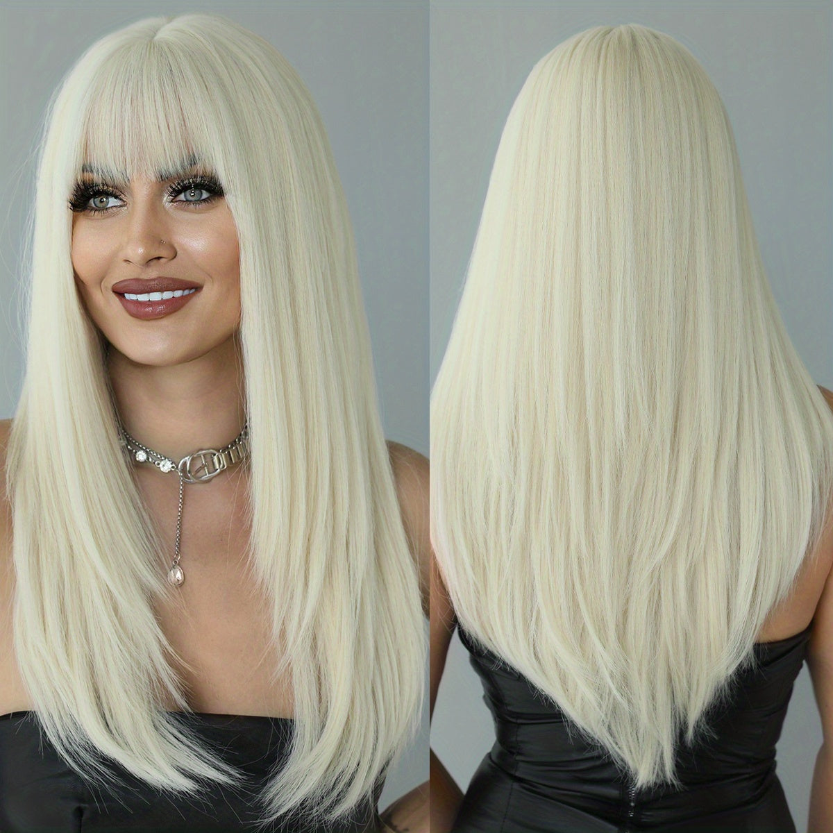 Long Straight Brown Wig For Women Daily Cosplay Use Natural Synthetic Layer Wigs With Bangs Heat Resistant High Quality - Lena & Miles Exquisite Boutique LLC.