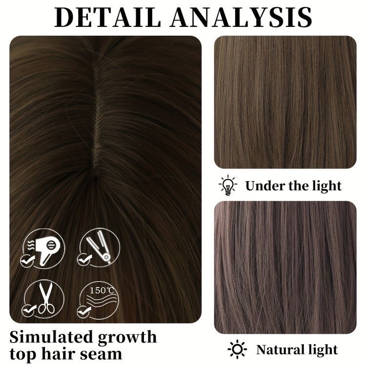 Long Straight Brown Wig For Women Daily Cosplay Use Natural Synthetic Layer Wigs With Bangs Heat Resistant High Quality - Lena & Miles Exquisite Boutique LLC.