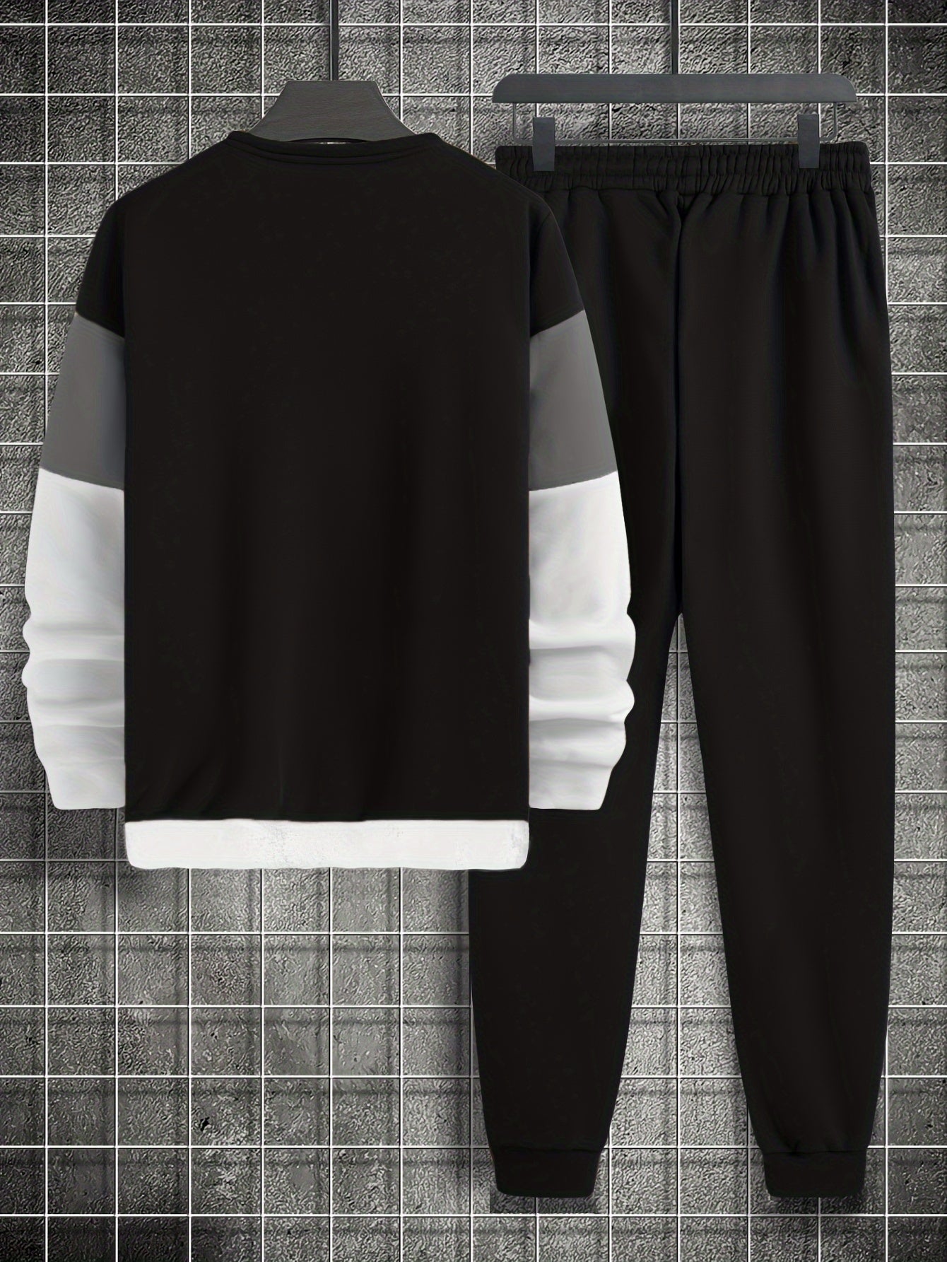2Pcs Color Block Crew Neck Long Sleeve Pullover - Lena & Miles Exquisite Boutique LLC.