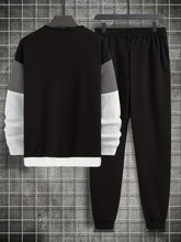 2Pcs Color Block Crew Neck Long Sleeve Pullover - Lena & Miles Exquisite Boutique LLC.