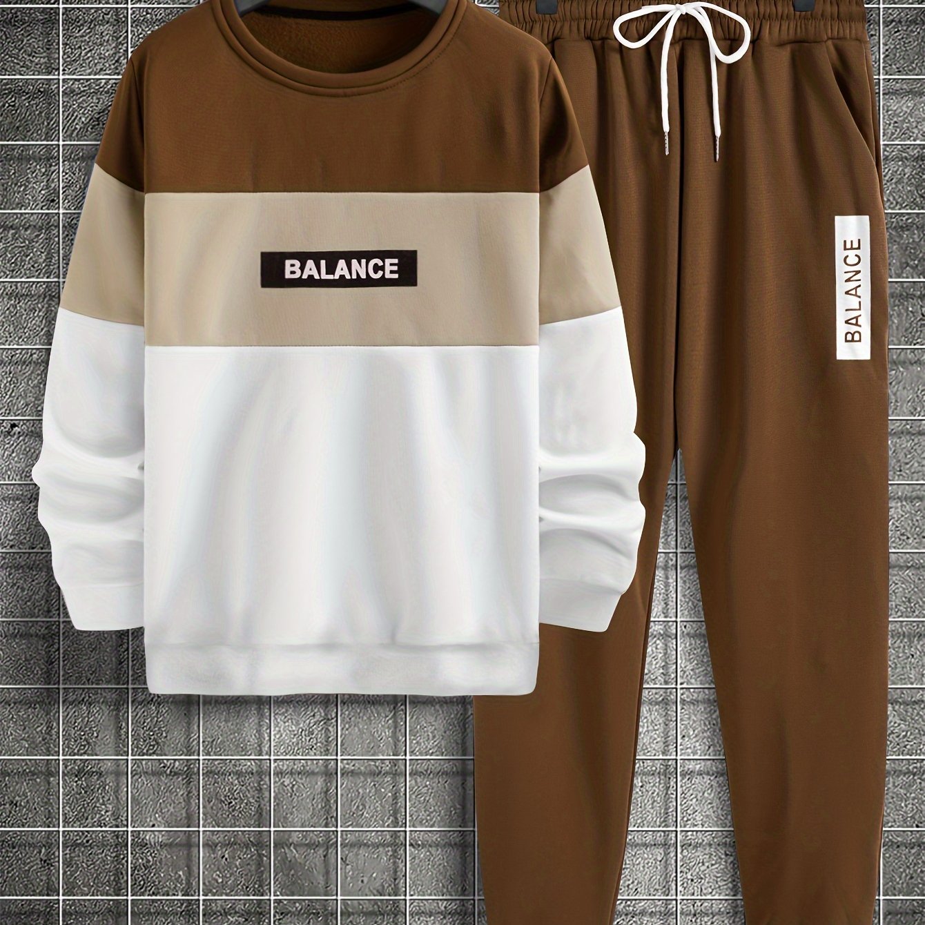 2Pcs Color Block Crew Neck Long Sleeve Pullover - Lena & Miles Exquisite Boutique LLC.