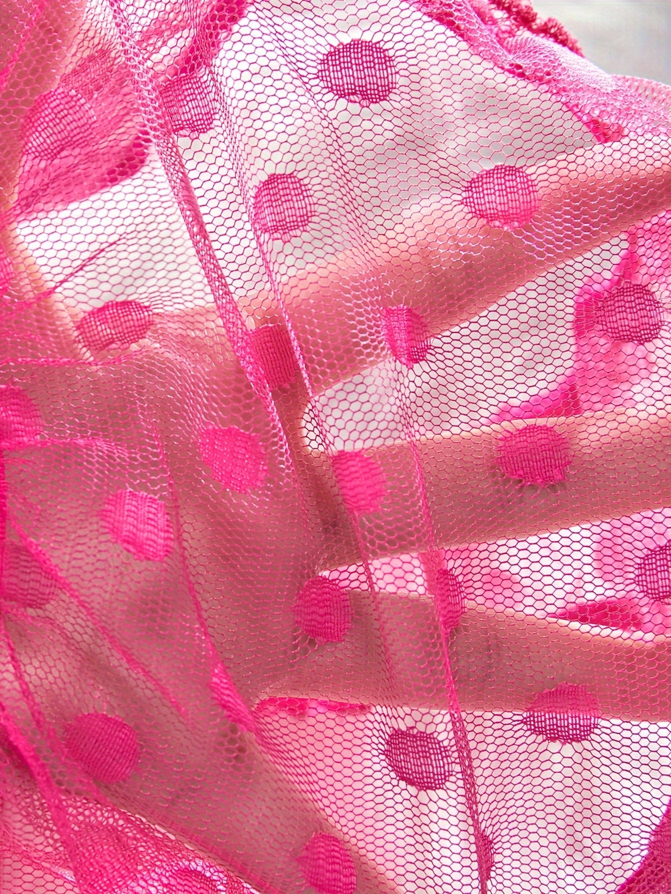 Elegant Polka Dot Mesh Unlined Bra & Panty Set - Sexy Semi-Sheer Lingerie with Bow Detail, Comfortable Knit - Lena & Miles Exquisite Boutique LLC.