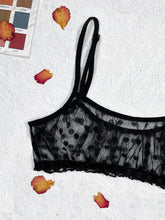 Elegant Polka Dot Mesh Unlined Bra & Panty Set - Sexy Semi-Sheer Lingerie with Bow Detail, Comfortable Knit - Lena & Miles Exquisite Boutique LLC.