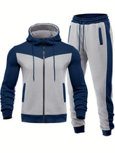 Mens Color Block 2 Piece Outfits, Hooded Zip - Lena & Miles Exquisite Boutique LLC.