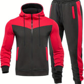 Mens Color Block 2 Piece Outfits, Hooded Zip - Lena & Miles Exquisite Boutique LLC.