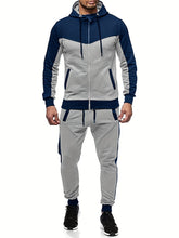 Mens Color Block 2 Piece Outfits, Hooded Zip - Lena & Miles Exquisite Boutique LLC.