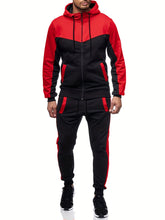Mens Color Block 2 Piece Outfits, Hooded Zip - Lena & Miles Exquisite Boutique LLC.