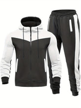 Mens Color Block 2 Piece Outfits, Hooded Zip - Lena & Miles Exquisite Boutique LLC.