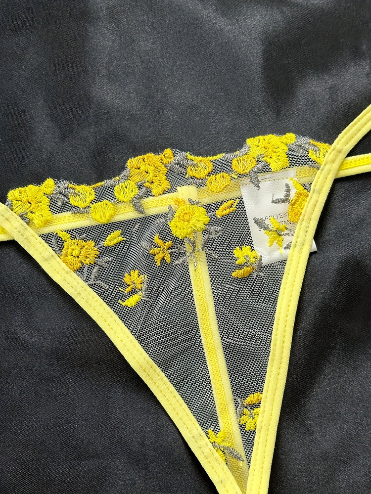 Romantic Floral Embroidered Lingerie Set - Lightweight Sheer Bra & Seductive Mesh Thong - Unlined, Feminine & Sexy Underwear for Women - Lena & Miles Exquisite Boutique LLC.