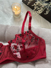 Romantic Floral Embroidered Lingerie Set - Lightweight Sheer Bra & Seductive Mesh Thong - Unlined, Feminine & Sexy Underwear for Women - Lena & Miles Exquisite Boutique LLC.