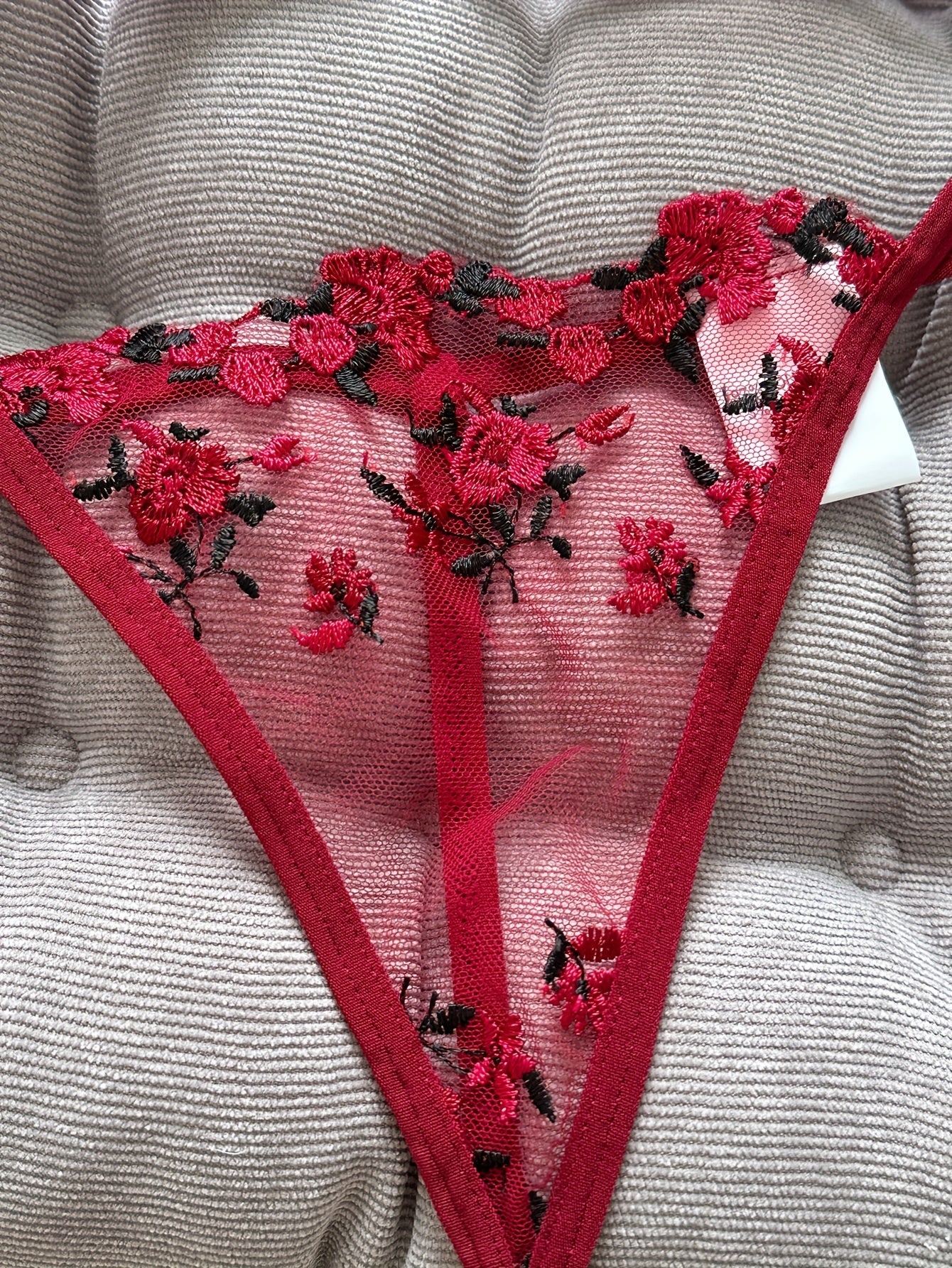 Romantic Floral Embroidered Lingerie Set - Lightweight Sheer Bra & Seductive Mesh Thong - Unlined, Feminine & Sexy Underwear for Women - Lena & Miles Exquisite Boutique LLC.