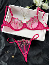 Romantic Floral Embroidered Lingerie Set - Lightweight Sheer Bra & Seductive Mesh Thong - Unlined, Feminine & Sexy Underwear for Women - Lena & Miles Exquisite Boutique LLC.