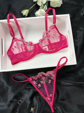 Romantic Floral Embroidered Lingerie Set - Lightweight Sheer Bra & Seductive Mesh Thong - Unlined, Feminine & Sexy Underwear for Women - Lena & Miles Exquisite Boutique LLC.