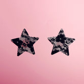 2 Pairs Ultra-Thin Sexy Black Lace Nipple Patches - Disposable, Breathable & Traceless, Snakeskin Pattern in Cross, Floral & Star Shapes for Women&