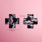 2 Pairs Ultra-Thin Sexy Black Lace Nipple Patches - Disposable, Breathable & Traceless, Snakeskin Pattern in Cross, Floral & Star Shapes for Women&