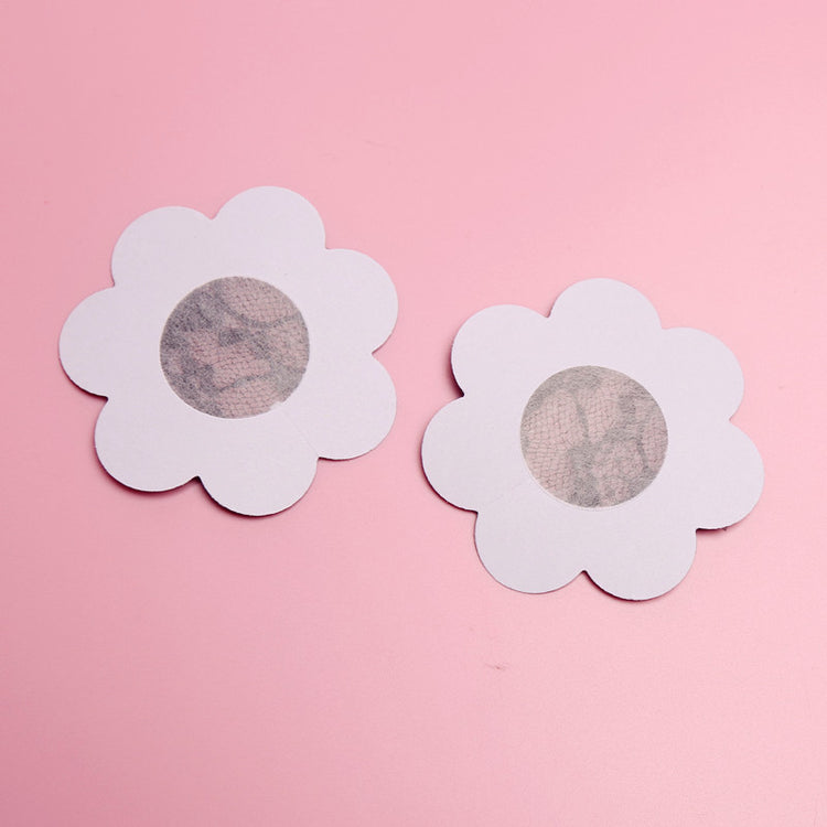 2 Pairs Ultra-Thin Sexy Black Lace Nipple Patches - Disposable, Breathable & Traceless, Snakeskin Pattern in Cross, Floral & Star Shapes for Women&