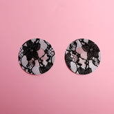 2 Pairs Ultra-Thin Sexy Black Lace Nipple Patches - Disposable, Breathable & Traceless, Snakeskin Pattern in Cross, Floral & Star Shapes for Women&