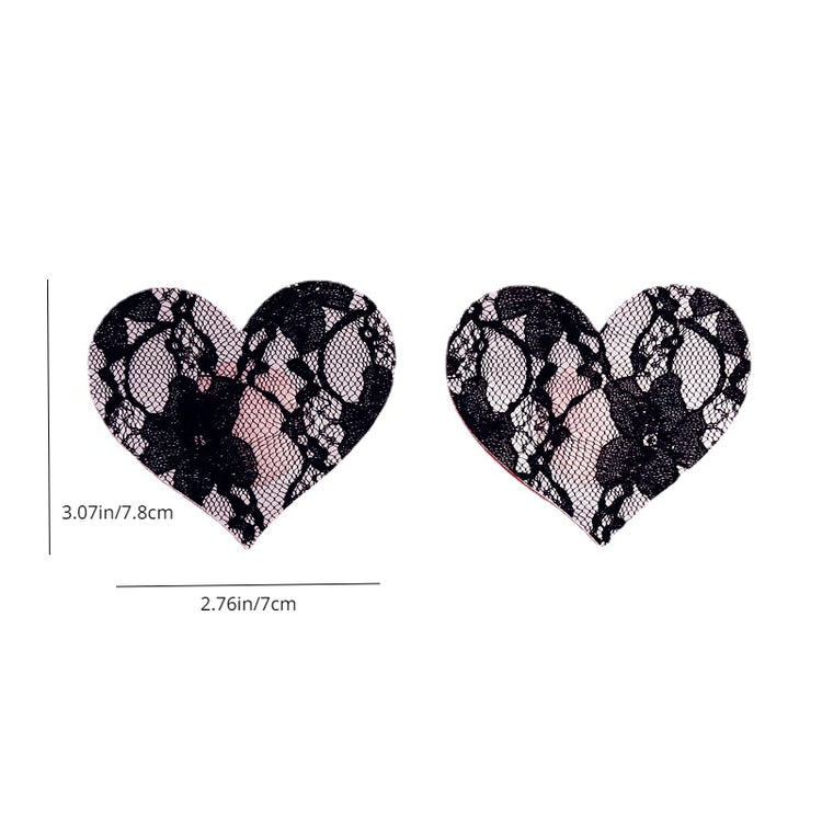 2 Pairs Ultra-Thin Sexy Black Lace Nipple Patches - Disposable, Breathable & Traceless, Snakeskin Pattern in Cross, Floral & Star Shapes for Women&