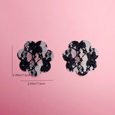 2 Pairs Ultra-Thin Sexy Black Lace Nipple Patches - Disposable, Breathable & Traceless, Snakeskin Pattern in Cross, Floral & Star Shapes for Women&