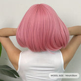 Brown 14 Inch Bob Short Straight Hair Wigs With Bangs Cute Synthetic Fiber Women&