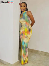 Weird Puss Colorful Print Dress Women Summer Trend Sleeveless Patchwork Skinny Elastic Bodycon Birthday Party Clubwear Vestidos - Lena & Miles Exquisite Boutique LLC.