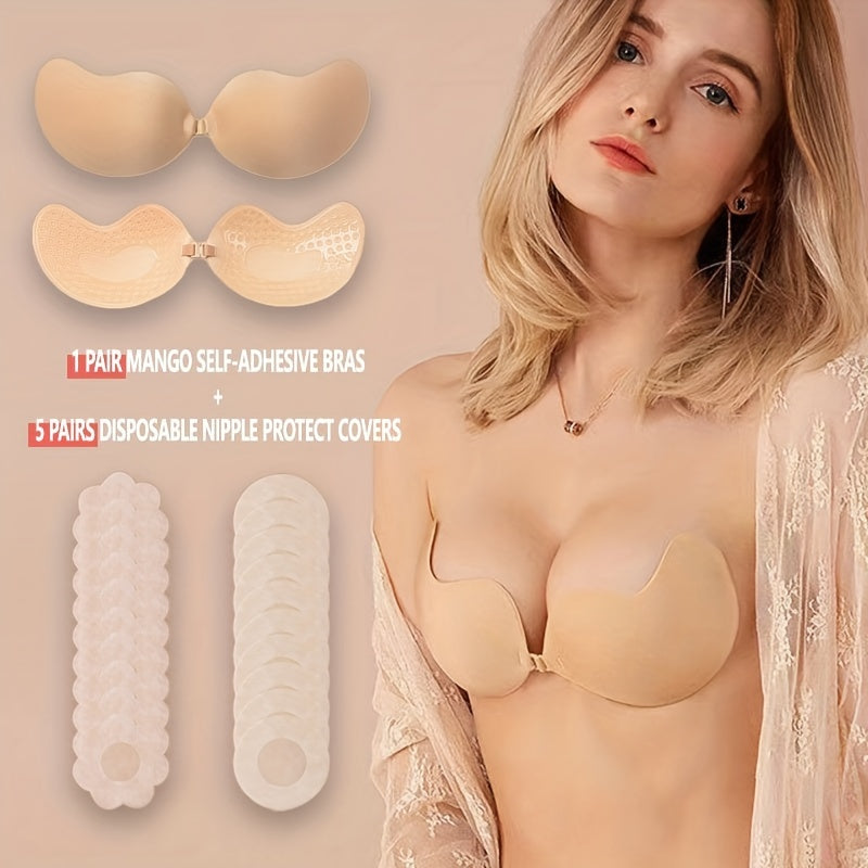 Invisible Stick-On Lift Bra, Comfort Strapless & Seamless Push Up Anti-convex Bra, Women&