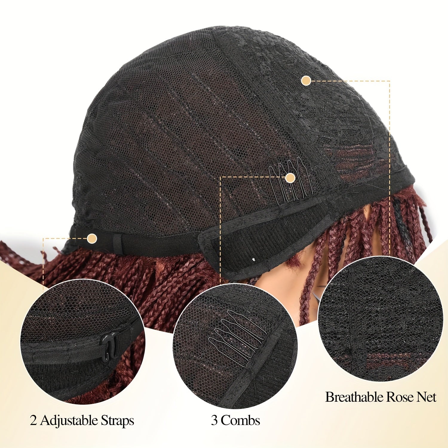 Braid Wig Short Braided Wigs For Women Synthetic Short Box Braided Wig With Bangs Small Box Braided Wigs Bob Braid Wigs - Lena & Miles Exquisite Boutique LLC.