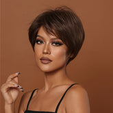 Synthetic 8 Inch Short Brown Wigs Pixie Cut Wigs For Women Daily Or Cosplay Use - Lena & Miles Exquisite Boutique LLC.