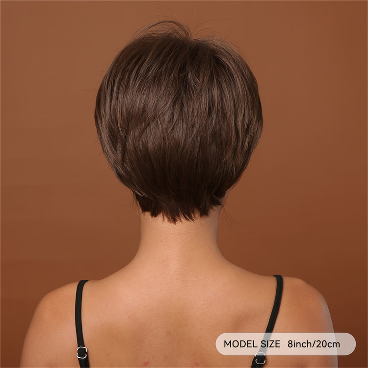 Synthetic 8 Inch Short Brown Wigs Pixie Cut Wigs For Women Daily Or Cosplay Use - Lena & Miles Exquisite Boutique LLC.