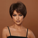 Synthetic 8 Inch Short Brown Wigs Pixie Cut Wigs For Women Daily Or Cosplay Use - Lena & Miles Exquisite Boutique LLC.