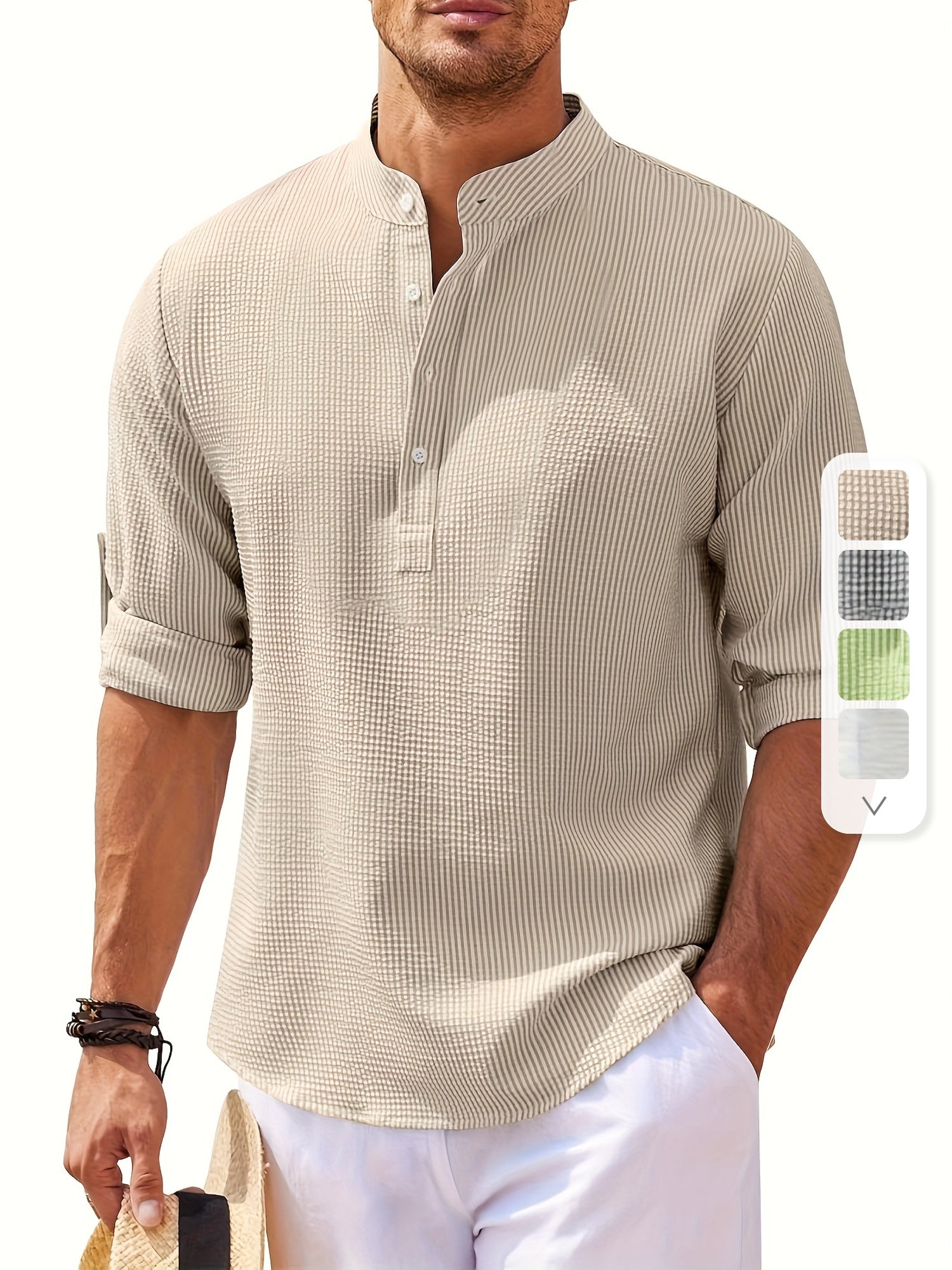 Solid Lapel Shirt, Men&