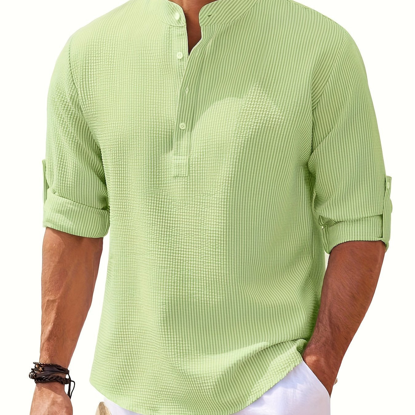 Solid Lapel Shirt, Men&