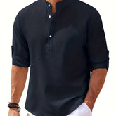 Solid Lapel Shirt, Men&